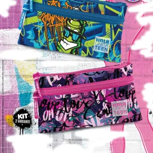 Astuccio Triangolare 2 Zip Tinta Unita Teen