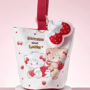 Borsa Secchiello Mikko Bianco in Stoffa con Portachiavi