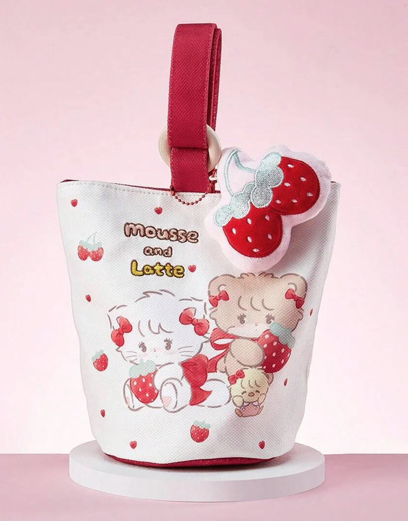 Borsa Secchiello Mikko Bianco in Stoffa con Portachiavi - immagine 2
