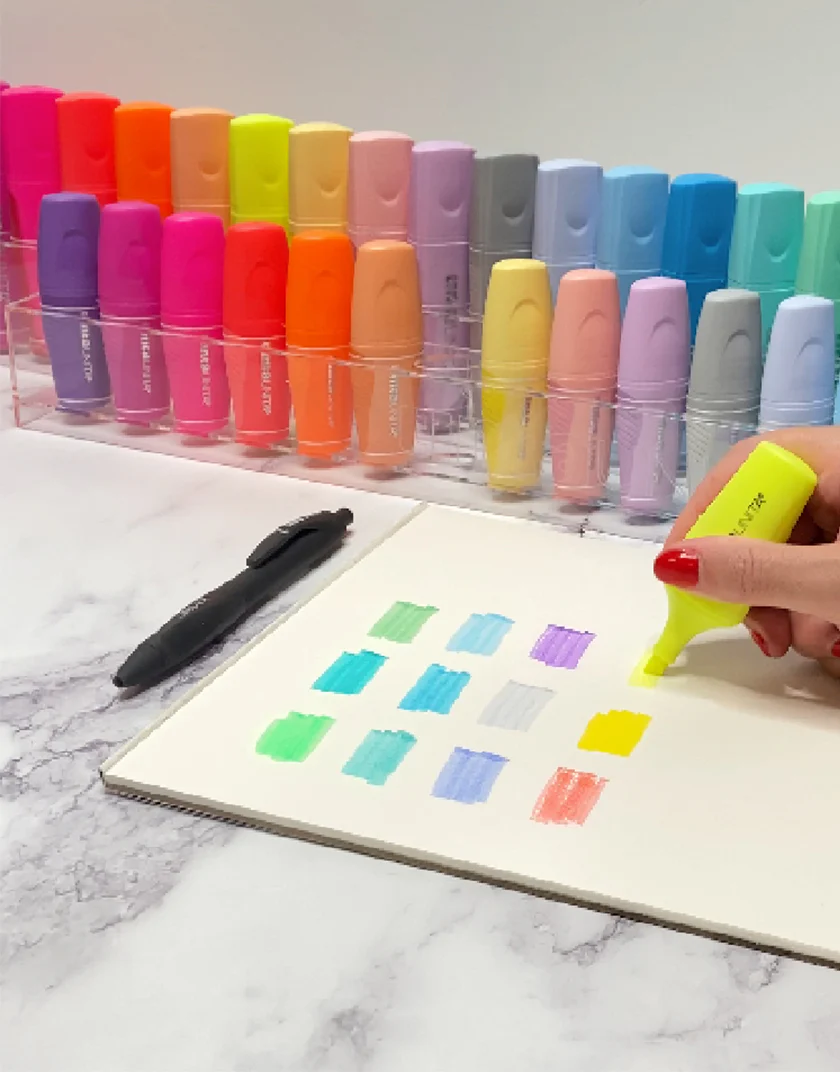 Evidenziatori Mini Tinta Unita Palette Set - Fluo e Pastello - immagine 3