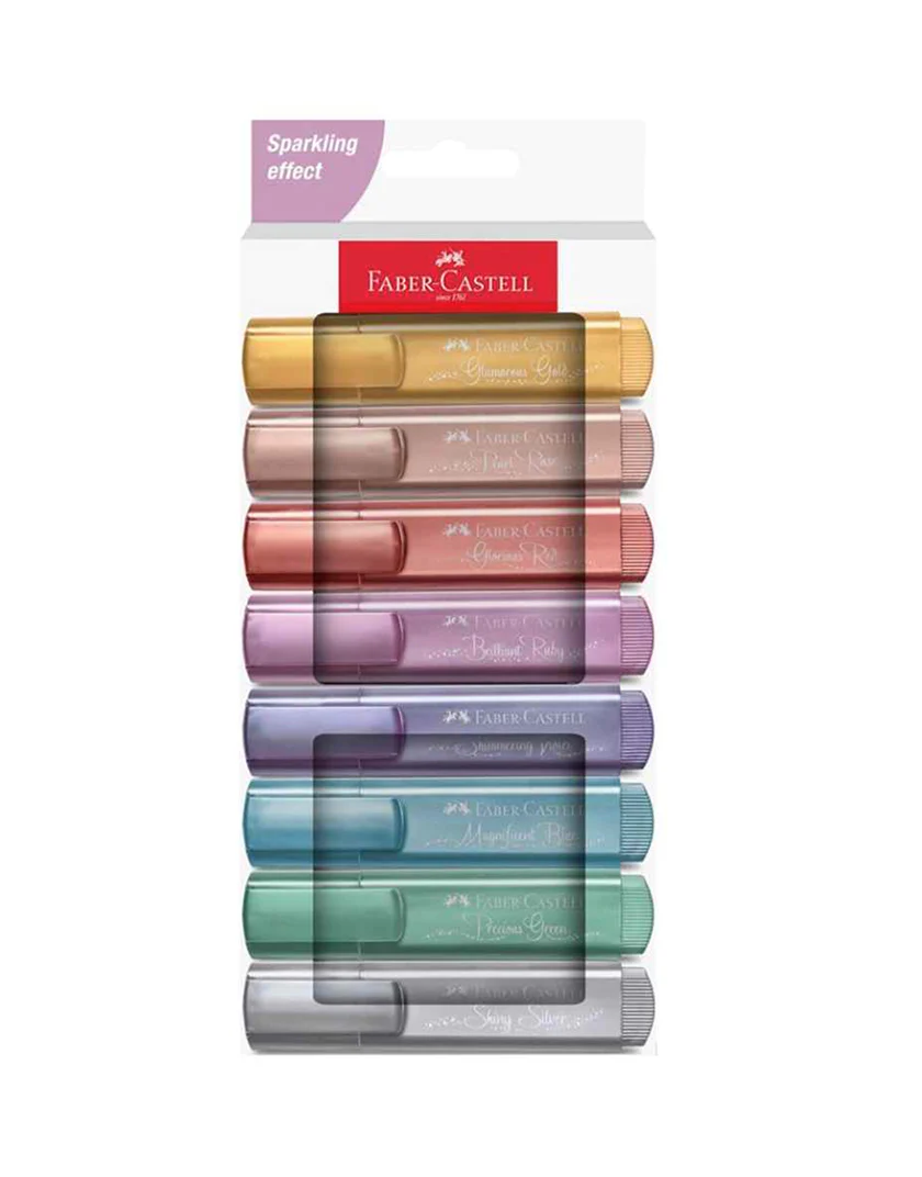 Evidenziatori Faber-Castell Textliner Metallic - Set da 8 - immagine 2