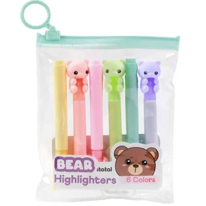 Mini Evidenziatori a Forma di Orsetto – Set da 6 Colori