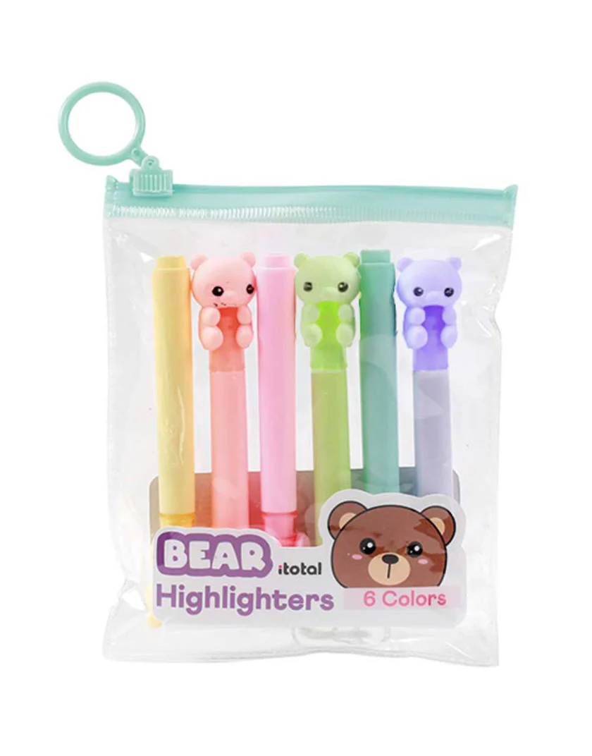Mini Evidenziatori a Forma di Orsetto – Set da 6 Colori - immagine 2