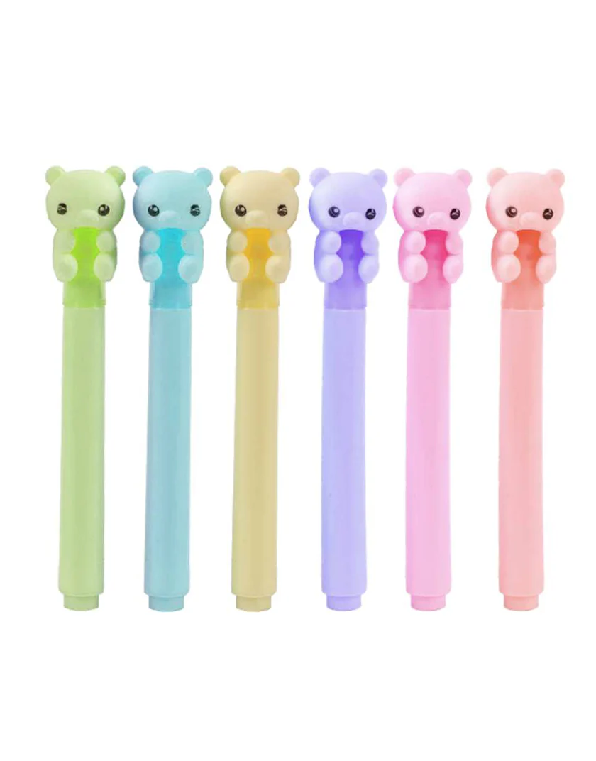 Mini Evidenziatori a Forma di Orsetto – Set da 6 Colori - immagine 3