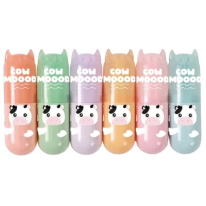 Mini Evidenziatori Tema Mucca - Set da 6 Colori Vivaci