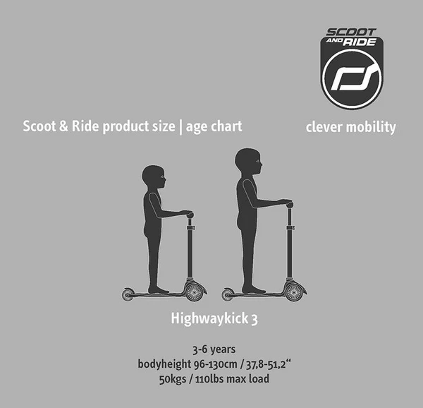 Monopattino 3-6 anni Scoot&Ride Highwaykick 3 con LED - immagine 8