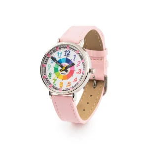 Orologio didattico da polso - Pelle rosa