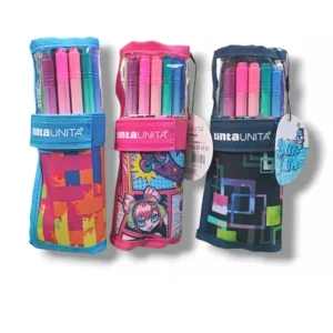 Tinta Unita Rotolo di 18 Pennarelli Brush – Tre Varianti di Colore: Blu, Rosa e Azzurro