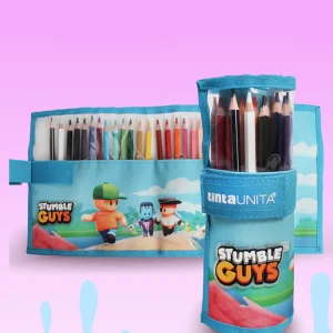 Rotolo Colori Stumble Guys Tinta Unita – Set di 24 Pastelli Colorati e Matita HB