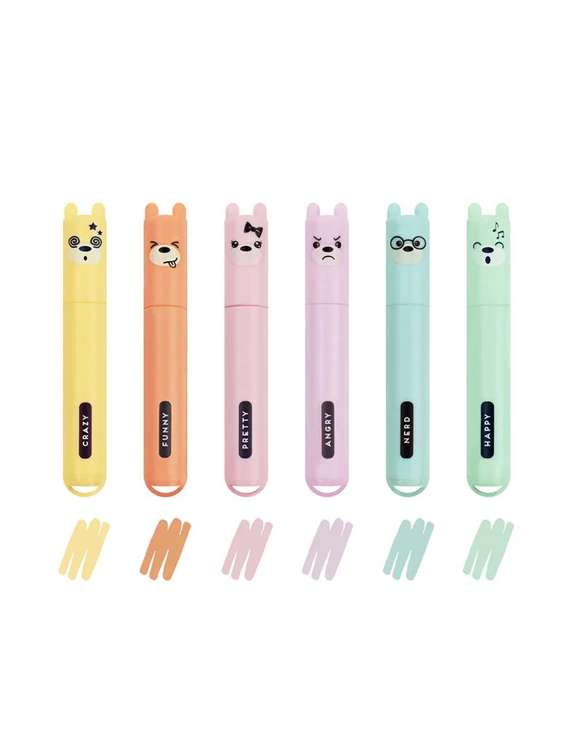 Set di 6 Mini Evidenziatori Pastello - Teddy's Mood Legami | Colori Vivaci e Compatti - immagine 2