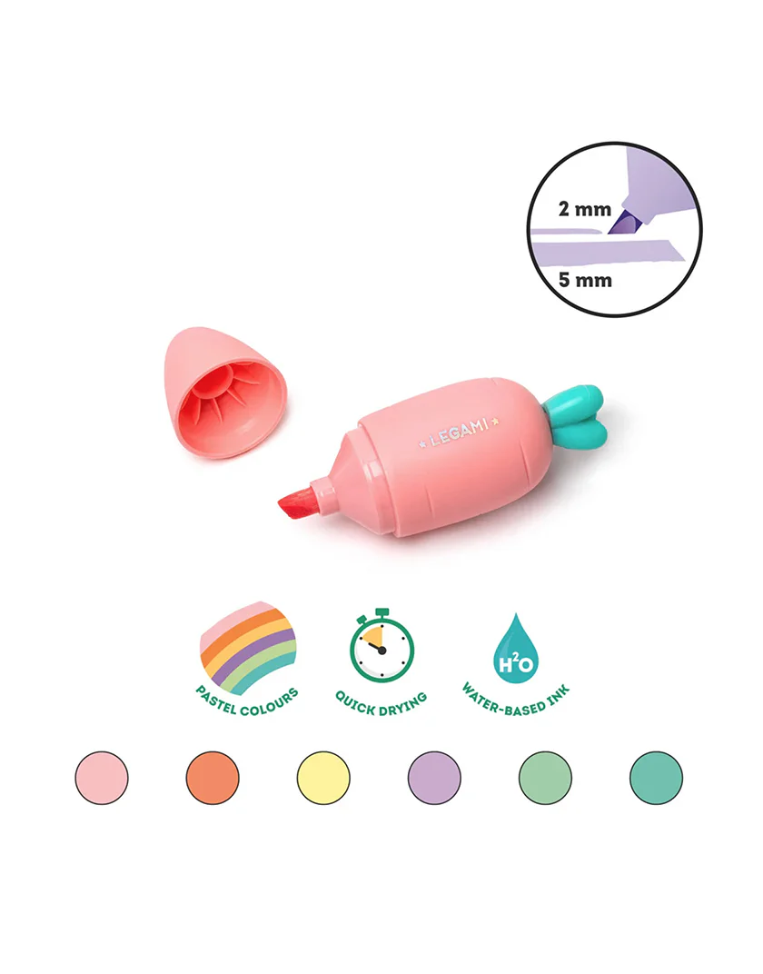 Set di 6 Mini Evidenziatori a Forma di Carota - Carrate Team Legami - immagine 3