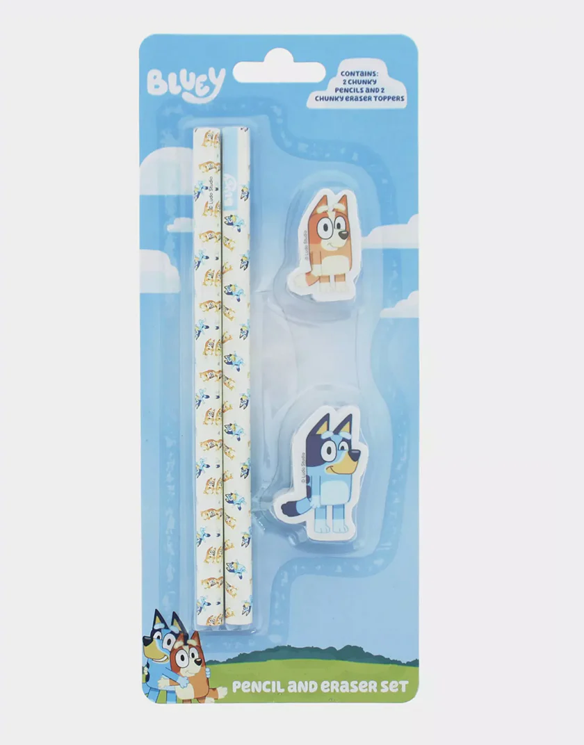 Set Matita e Gomma Bluey - Personaggi Bluey e Bingo - immagine 2