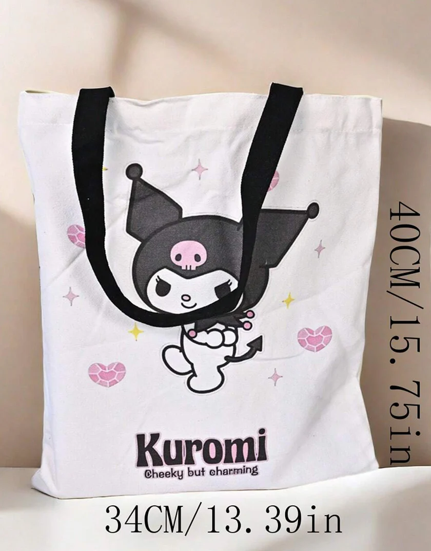 Borsa Shopper in Tela Sanrio Kuromi - Tote Bag Ecologica e Stilosa - immagine 2