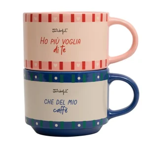 Set di 2 Tazze Impilabili Mr. Wonderful - "Ho più voglia di te che del mio caffè"